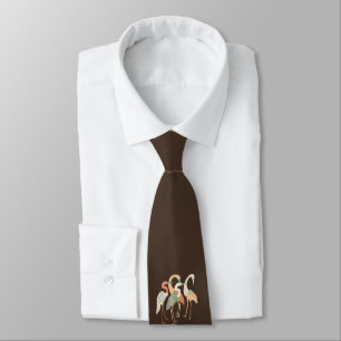 Neutral Color Pop Art Cranes Neck Tie