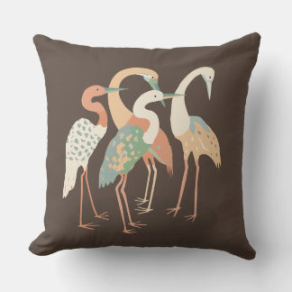 Neutral Color Pop Art Cranes   Outdoor Pillow