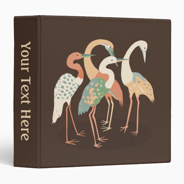 Neutral Color Pop Art Cranes Personal 3 Ring Binder (Front/Spine)