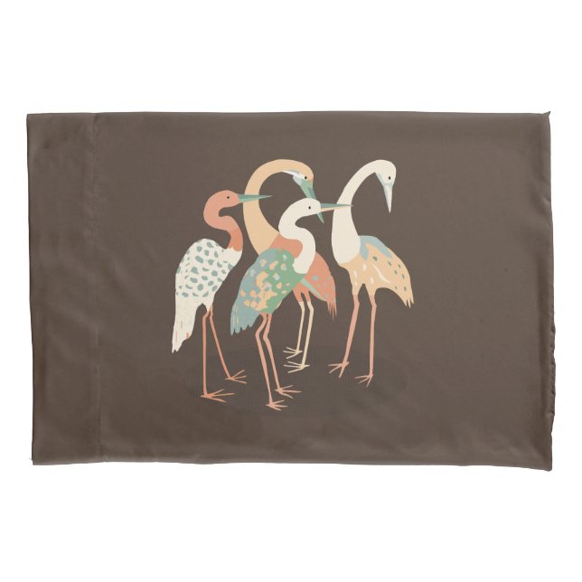 Neutral Color Pop Art Cranes   Pillow Case (Front)
