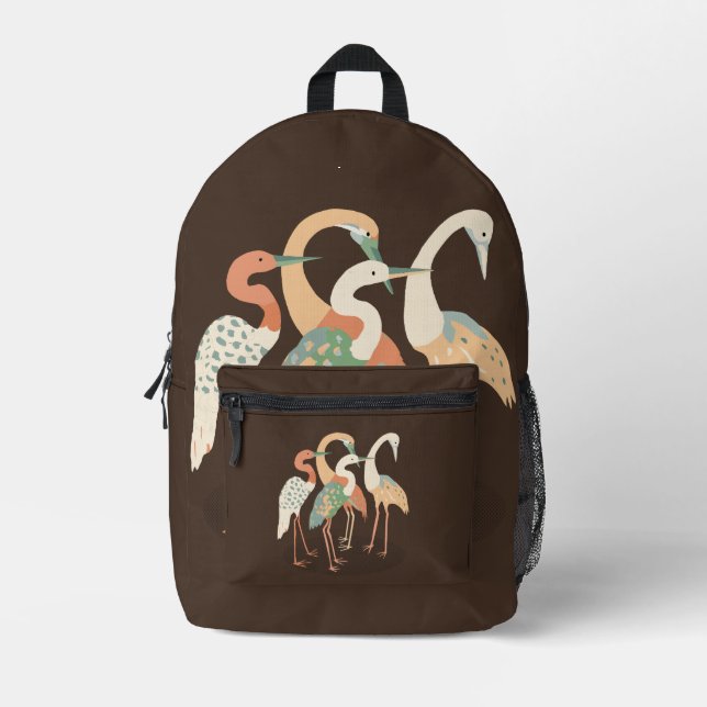 Neutral Color Pop Art Cranes   Printed Backpack (Front)