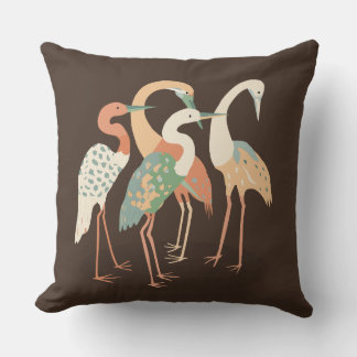 Neutral Color Pop Art Cranes   Throw Pillow