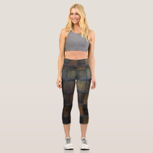 Neutral Colored Block Corduroy Look Capri Leggings