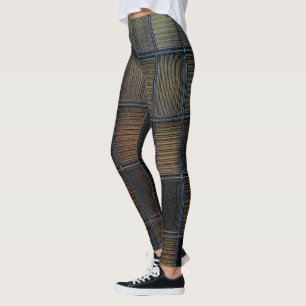 Neutral Colored Block Corduroy Look Leggings