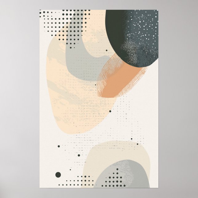 Neutral-colored shapes with dot patterns poster (Front)