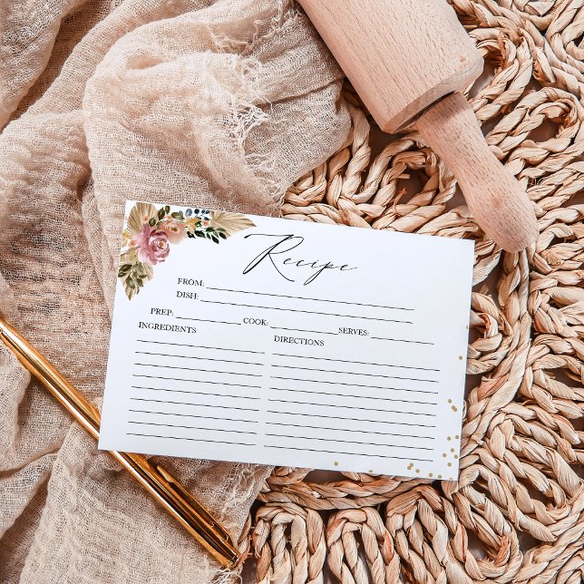 Neutral Colors Boho Bridal Shower Recipe Cards (Creator Uploaded)