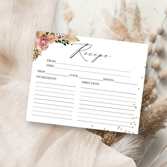 Neutral Colors Boho Bridal Shower Recipe Cards (Creator Uploaded)