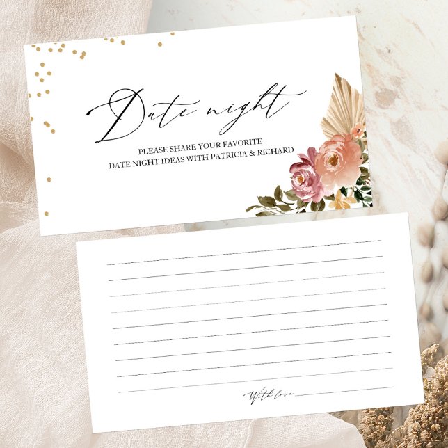 Neutral Colors Boho Floral Date Night Cards (Creator Uploaded)