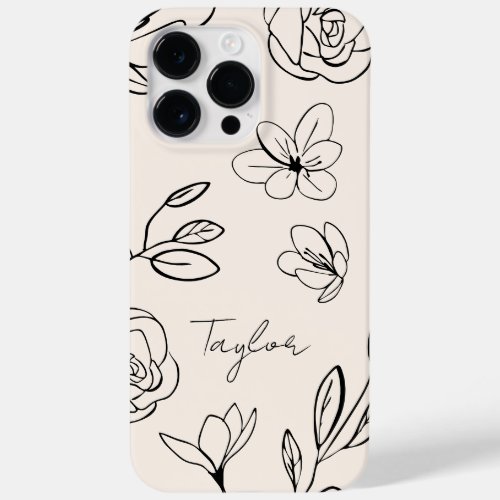 Neutral Colors Cream Chic Minimal Florals Custom Case_Mate iPhone 14 Pro Max Case