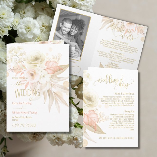 Neutral Colors Elegant Folded Wedding Invitation (Creator Uploaded)