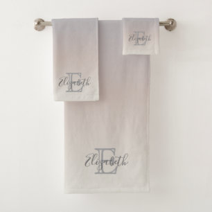 Neutral Colors Modern Minimalist Monogram Bath Towel Set
