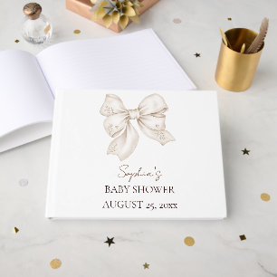 Neutral Coquette Bow Baby Shower Guest Book