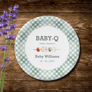 Neutral Couples Baby Q Barbecue Baby Shower Paper Plates