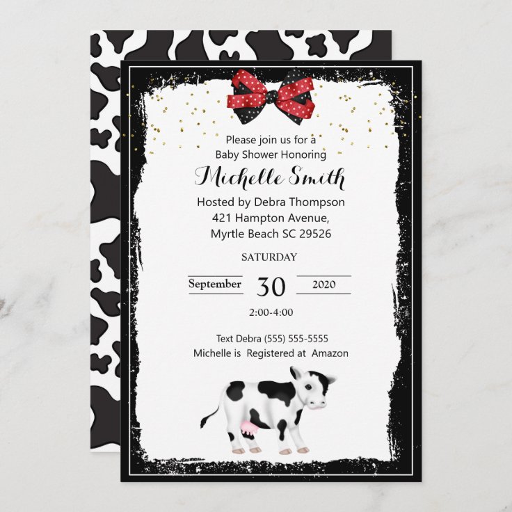 Neutral Cow Print Baby Shower Invitations Zazzle