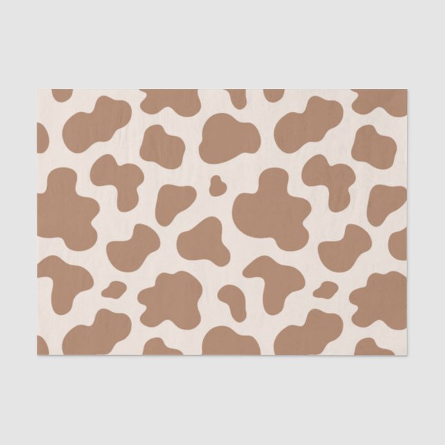 Neutral Cow Print Western Cowboy Beige Brown Tissue Paper (Front)