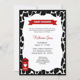 Neutral Cow Themed Baby Shower Invitation