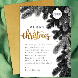 Neutral Cozy Pine Branch Merry Christmas Card