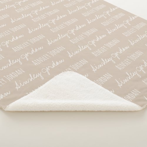 Neutral Cream Baby Blanket name repeated