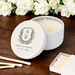 Neutral Cream Beige Crest Modern Monogram Wedding  Mini Candle Favors<br><div class="desc">Illuminate your wedding day with the Modern Monogram Wedding Crest Soy Candle. Featuring a personalized monogram crest design, this scented candle adds a touch of elegance to your celebration. Crafted with premium wax and a delightful fragrance, it creates a warm and inviting atmosphere. Perfect as wedding favors or table decorations,...</div>