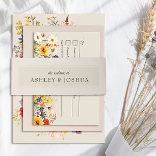 Neutral Cream Beige Simple Minimal Wedding Invitation Belly Band
