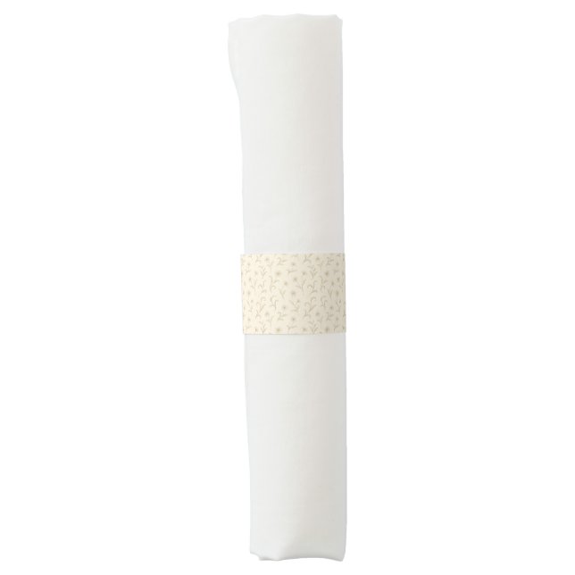 Neutral Cream Dainty Flower Botanical Print  Napkin Bands (Front)