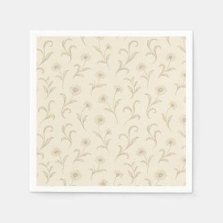 Neutral Cream Dainty Flower Botanical Print Napkins
