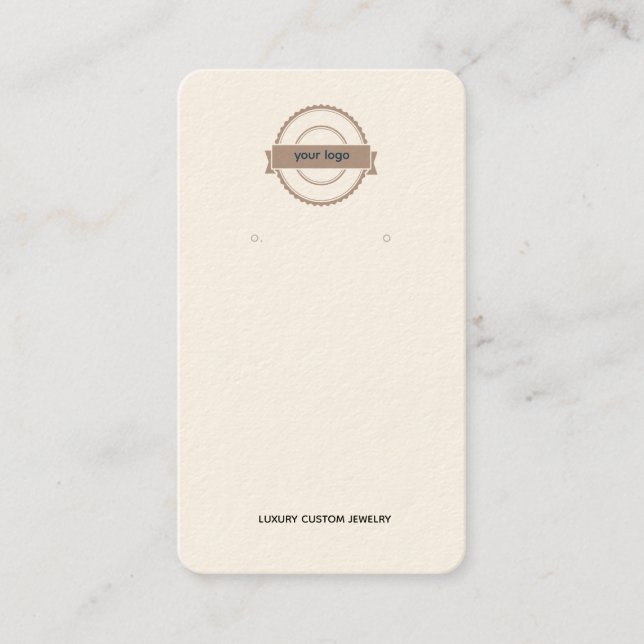 Neutral Cream Logo Earring Display Business Card (Front)