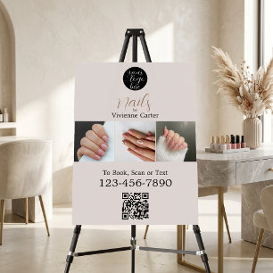 Neutral Cream Tan Logo QR Code Photo Nail Salon Foam Board