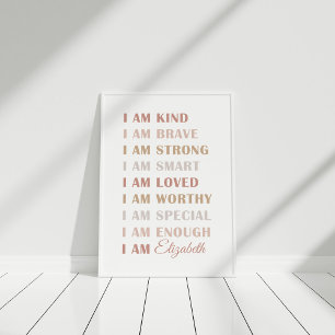 Neutral Custom Name Affirmation Poster for Kids