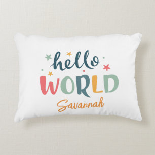 Neutral Custom Name Baby Shower baby Accent Pillow