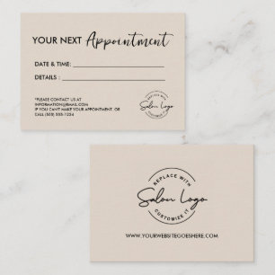 Neutral Custom Salon Minimalist Modern Beauty Appointment Card