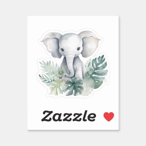Neutral Cute Elephant First Birthday Sticker