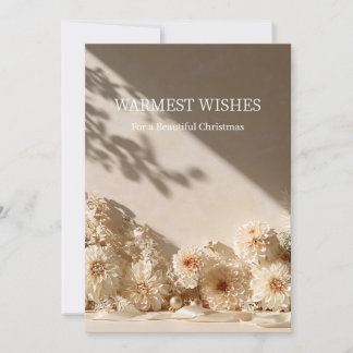 Neutral Dahlia Personalized Christmas Card