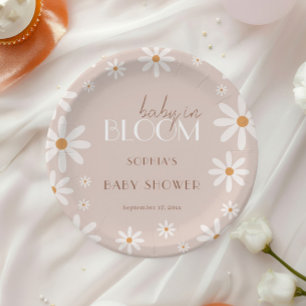 Neutral Daisy Garden Baby Shower Celebration Paper Plates