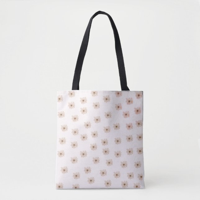 Neutral Daisy Pattern Tote Bag (Front)