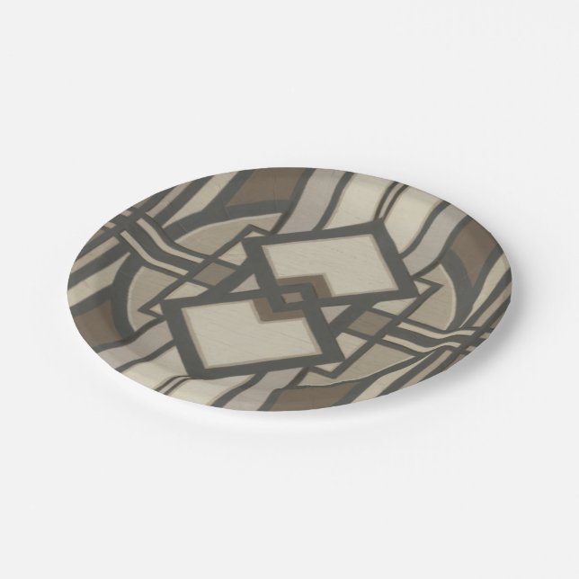 Neutral Deco Panel I Paper Plates (Angled)