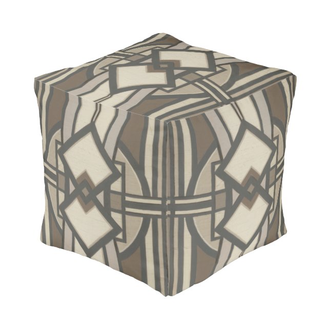 Neutral Deco Panel I Pouf (Angled Front)