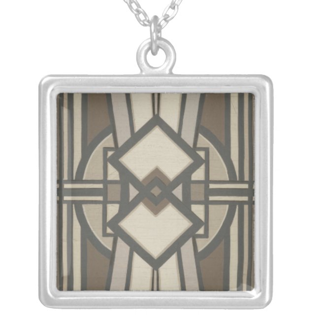Neutral Deco Panel I Silver Plated Necklace (Front)