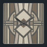 Neutral Deco Panel I Square Wall Clock<br><div class="desc">Patterns</div>
