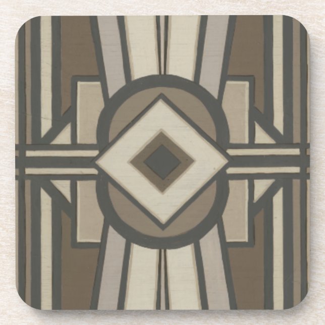 Neutral Deco Panel II Beverage Coaster (Front)