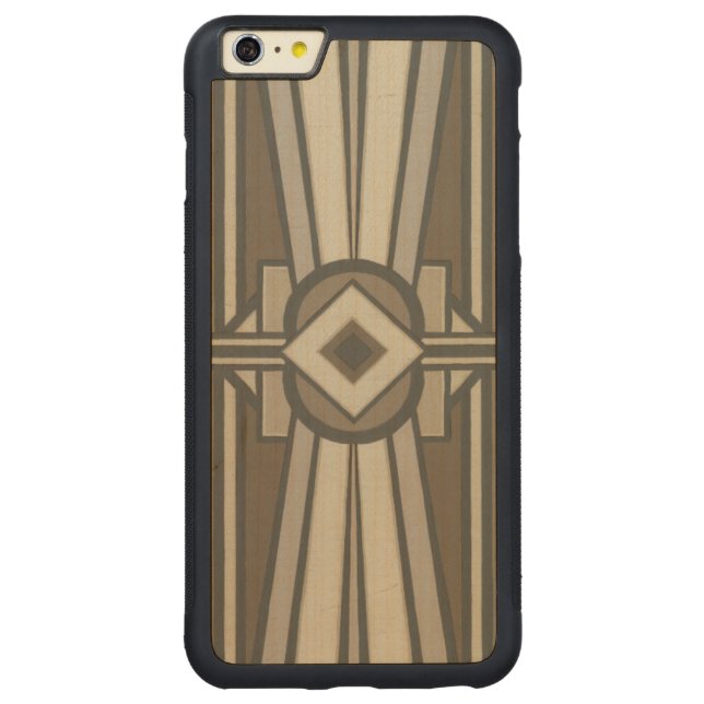 Neutral Deco Panel II Carved Wood iPhone Case (Back)