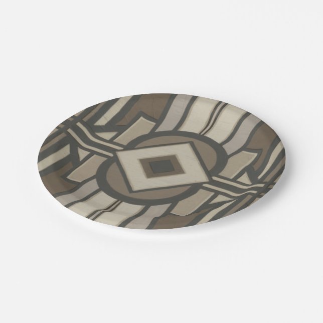 Neutral Deco Panel II Paper Plates (Angled)