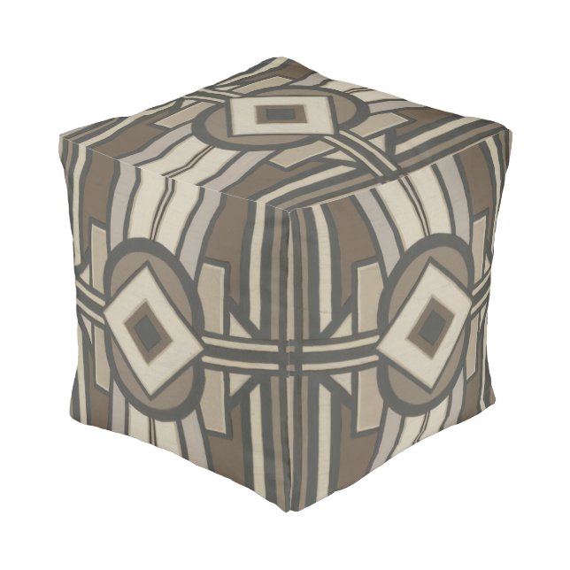 Neutral Deco Panel II Pouf (Angled Front)