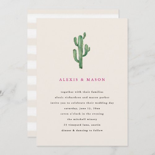 Neutral Desert  Cactus Wedding Invitation
