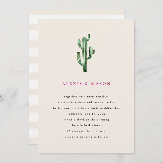 Neutral Desert | Cactus Wedding Invitation (Front/Back)
