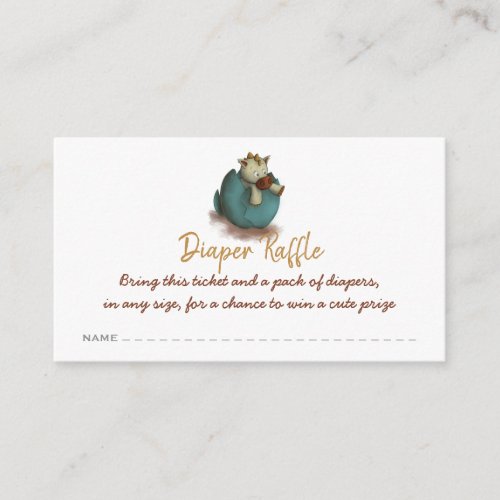 Neutral dinosaur diaper raffle ticket enclosure card