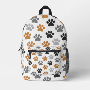 Neutral Dog Paw Print Pattern Printed Backpack