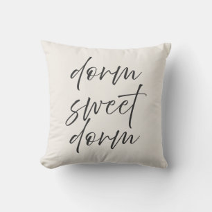 Neutral “Dorm Sweet Dorm” Pillow Ivory & Gray