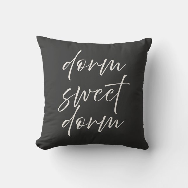 Neutral “Dorm Sweet Dorm” Pillow | Ivory & Gray (Front)