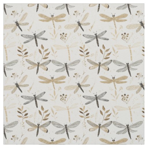Neutral Dragonflies Fabric